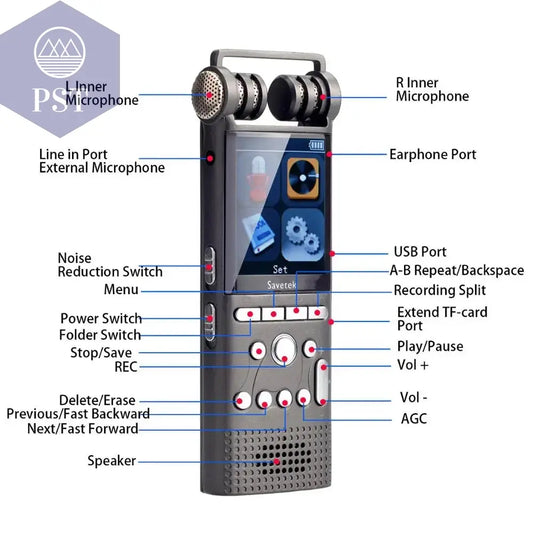 Professional Voice Activated Digital Audio Recorder 16GB 8GB USB Pen Non-Stop 100hr Recording PCM 1536Kbps External Microphone Audio Recorder PST PS Tradings