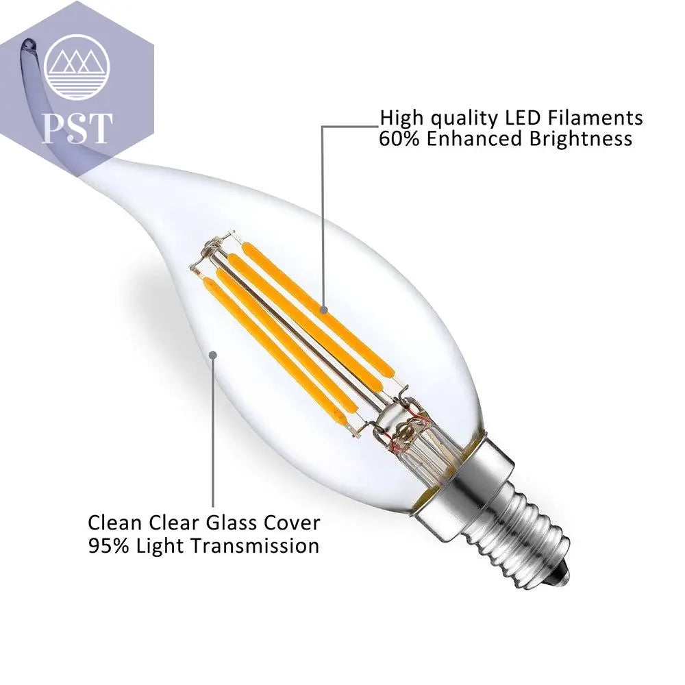 10pcs LED Bulb E14 4W/6W Dimmable Edison Retro Filament Candle Light AC220V C35 Warm/Cold White 360 Degree Energy Saving Lamp       PST PS Tradings