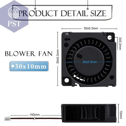2 Pieces Gdstime DC 5V 12V 24V 30x30x10mm Sleeve Dual Ball 1 inch Small Mini Blower Cooling Fan 30mm x 10mm 3cm 3010 3D Printer       PST PS Tradings