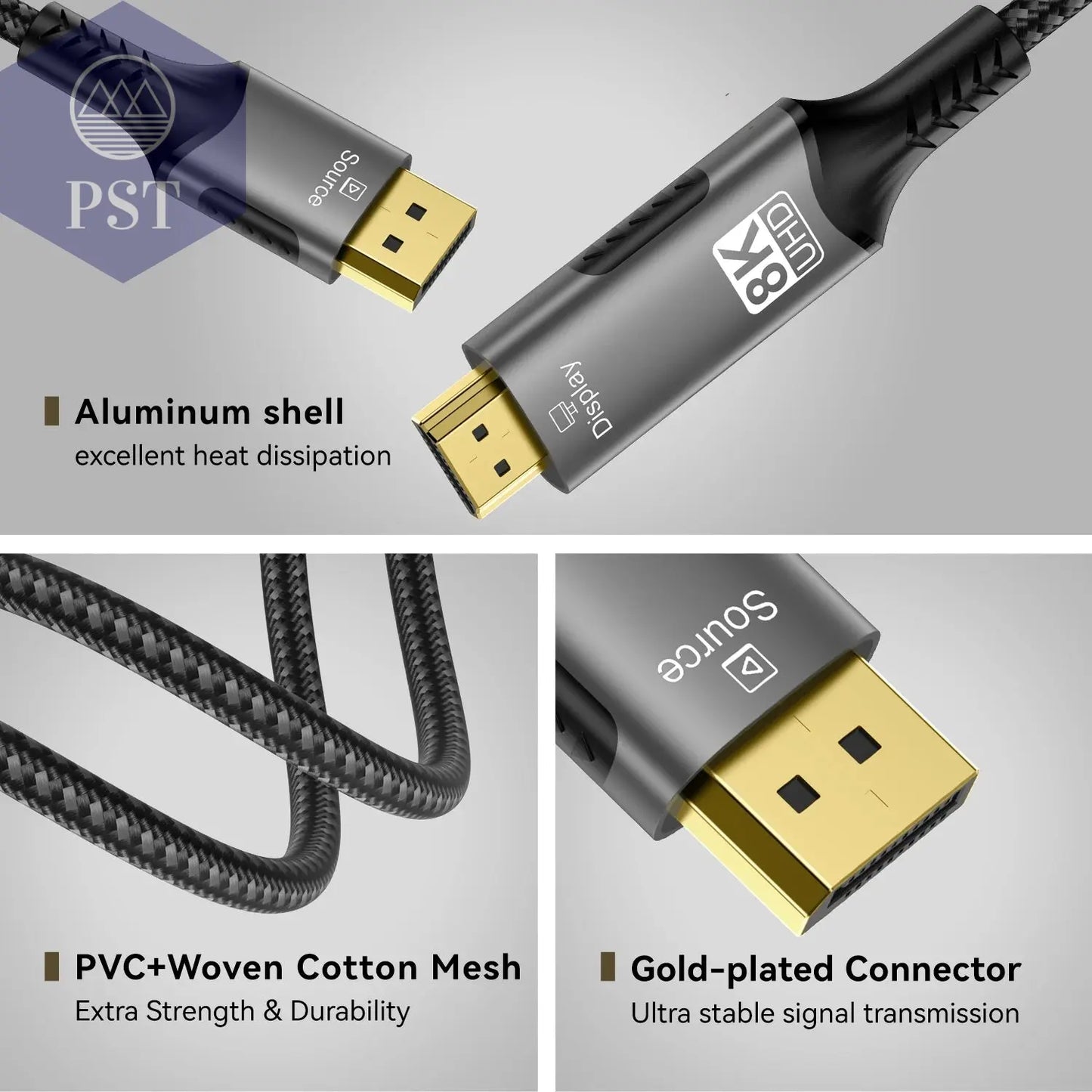 8k dp zu hdmi 2,1 kabel audio video konverter uni direktion aler adapter 8k @ 60hz 4k @ 120hz für hdtv projektor laptop monitor  Cable     PST PS Tradings