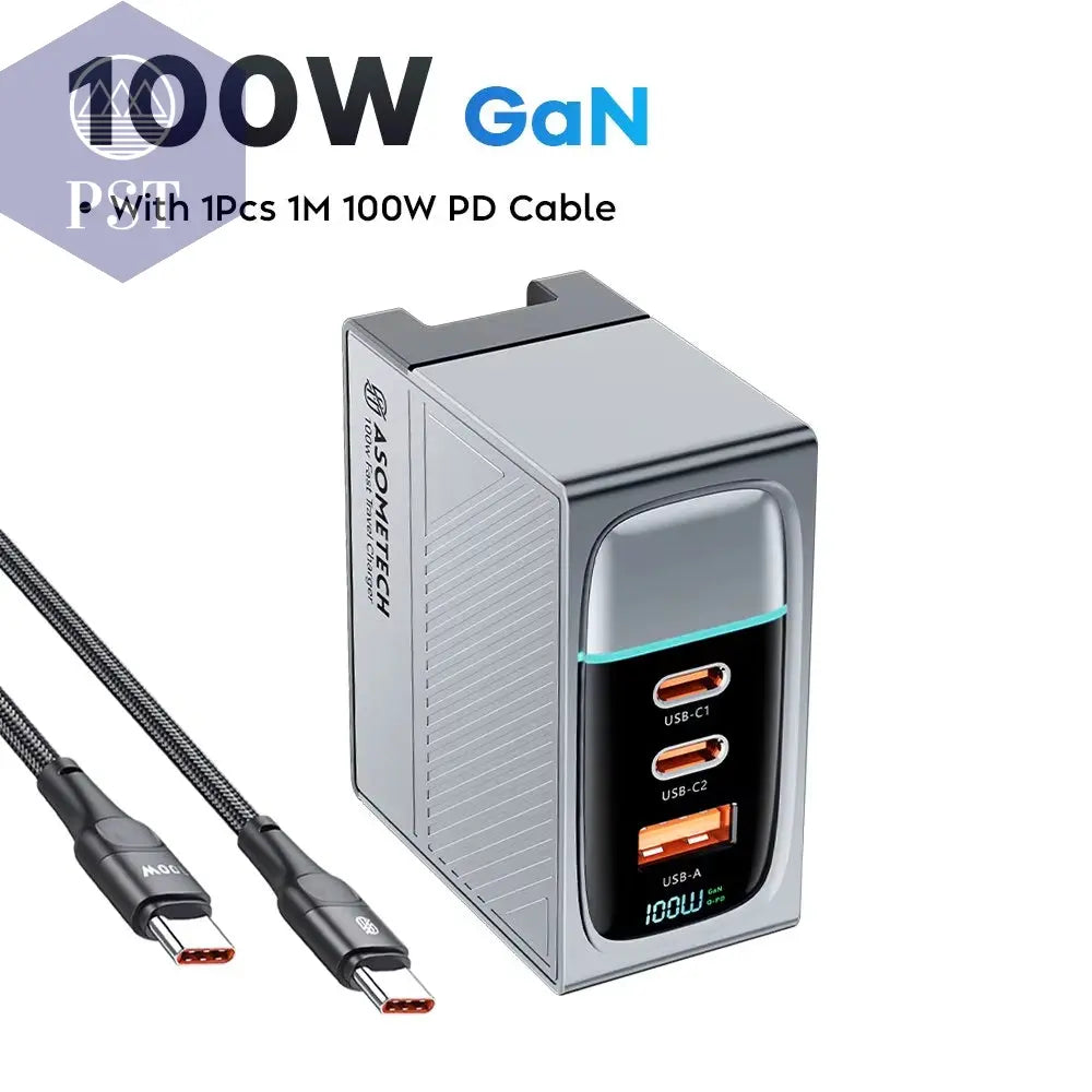 Asome Tech 100W Gan Ladegerät Qc 4,0 Pd 67W 65W Pps Display Tragbares Multi Usb Typ C Schnell Ladegerät Für Laptop Tablet Iphone Samsung PST PS Tradings  PST PS Tradings 100W-Gan-With-Cable-Au-Plug PST PS Tradings Asome Tech 100W Gan Ladegerät Qc 4,0 Pd 67W 65W Pps Display Tragbares Multi Usb Typ C Schnell Ladegerät Für Laptop Tablet Iphone Samsung