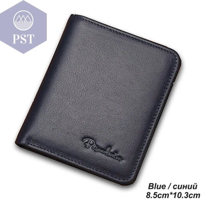 BISON DENIM Men Wallets Black Genuine Leather Purse For Men Business Card Holder Men's Wallet Mini N4429 - PST PS Tradings