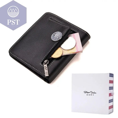 BISON DENIM Men Wallets Black Genuine Leather Purse For Men Business Card Holder Men's Wallet Mini N4429 - PST PS Tradings