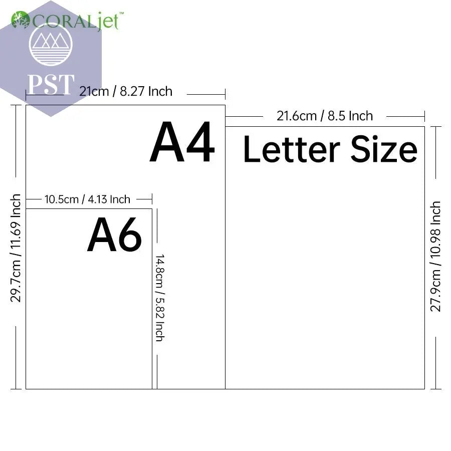 Coraljet 50 sheets of 8.5"x11" A4 High-Quality Glossy Sticker Paper Self-Adhesive Perfect for Inkjet Printer Decal Supplies - PST PS Tradings