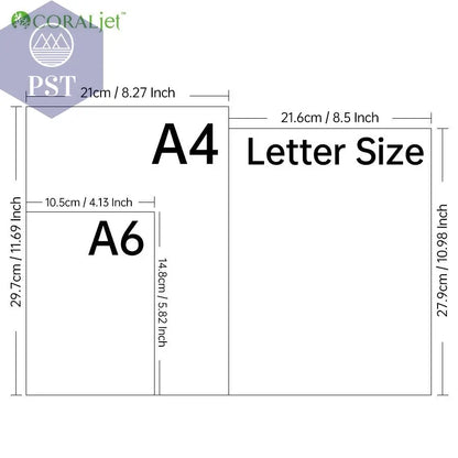 Coraljet 50 sheets of 8.5"x11" A4 High-Quality Glossy Sticker Paper Self-Adhesive Perfect for Inkjet Printer Decal Supplies - PST PS Tradings