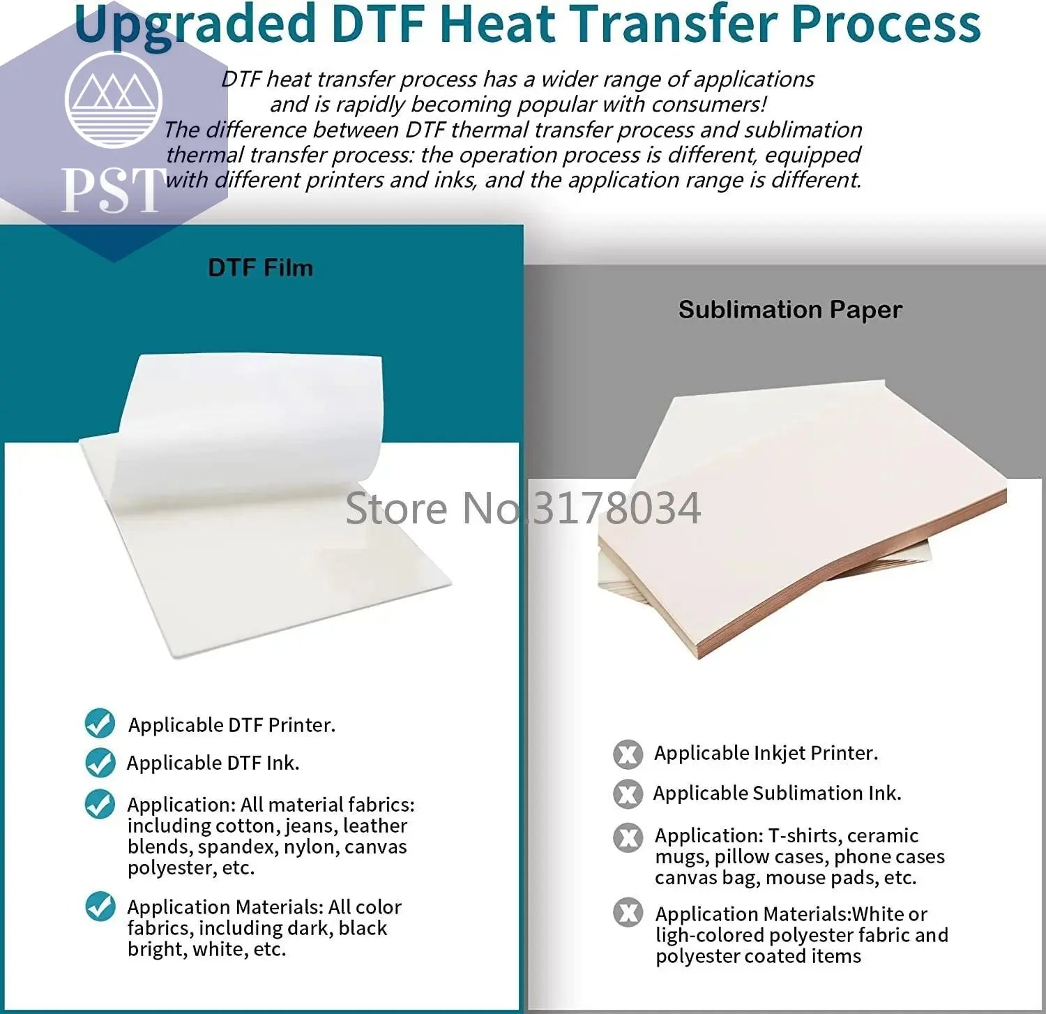 DTF Transfer Film Paper PET Heat Transfer Paper A4 Double-Sided Glossy Clear Pretreat Film for DTF Epson Inkjet Printer - PST PS Tradings
