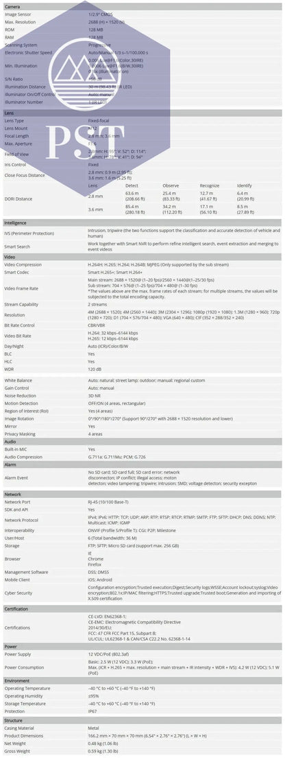 Dahua IPC-HFW2431S-S-S2 4MP IR30M & IPC-HFW2441S-S 4MP POE IR30M IP67 built in MIC SMD Plus Bullet WizSense Network ip Camera - Property & Safety Tradings