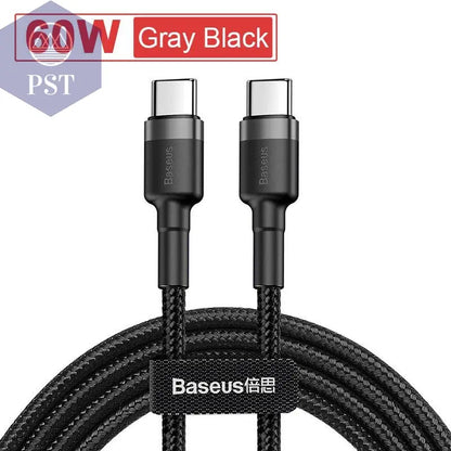 Double Sided USB Type C Cable      China-Gray-60W-0.5m PST PS Tradings