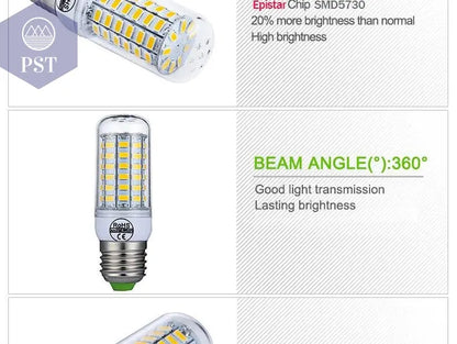 E27 LED Lamp E14 LED Bulb SMD5730 220V Corn Bulb 24 36 48 56 69 72LEDs Chandelier Candle LED Light For Home Ampoule       PST PS Tradings