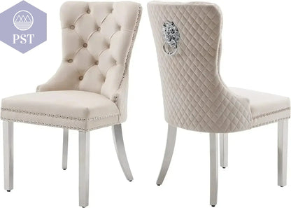 Elegantes Stuhl Set weiß - 2er Stuhl Set PST PS Tradings Stuhlset PST PS Tradings Beige-sliver-Leg PST PS Tradings