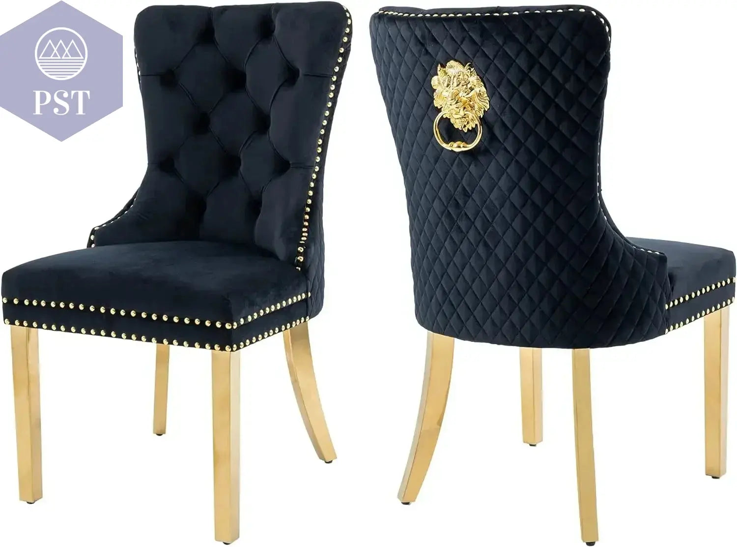 Elegantes Stuhl Set weiß - 2er Stuhl Set PST PS Tradings Stuhlset PST PS Tradings Black-gold-Leg PST PS Tradings