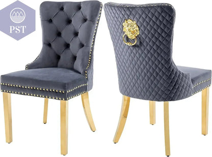 Elegantes Stuhl Set weiß - 2er Stuhl Set PST PS Tradings Stuhlset PST PS Tradings Dary-Grey-gold-Leg PST PS Tradings