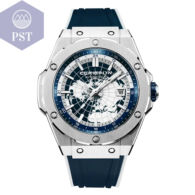 Hochwertige Armbanduhr Herrenuhr Automatik mit Wasserschutz PST PS Tradings  PST PS Tradings Silver-Blue-CHINA PST PS Tradings Hochwertige Armbanduhr Herrenuhr Automatik mit Wasserschutz