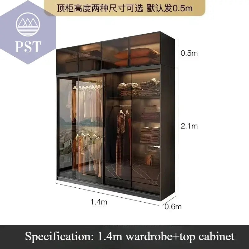 Kleiderschrank Modul Schrank Ankleide für Schlafzimmer Glasschrank PST PS Tradings Möbel PST PS Tradings 140x60x260cm PST PS Tradings