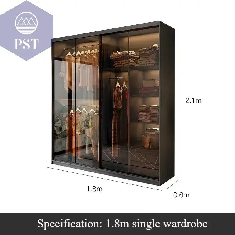 Kleiderschrank Modul Schrank Ankleide für Schlafzimmer Glasschrank PST PS Tradings Möbel PST PS Tradings 180x60x210cm PST PS Tradings