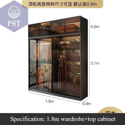 Kleiderschrank Modul Schrank Ankleide für Schlafzimmer Glasschrank PST PS Tradings Möbel PST PS Tradings 180x60x260cm PST PS Tradings