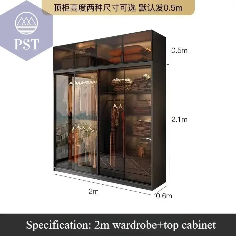 Kleiderschrank Modul Schrank Ankleide für Schlafzimmer Glasschrank PST PS Tradings Möbel PST PS Tradings 200x60x260cm PST PS Tradings