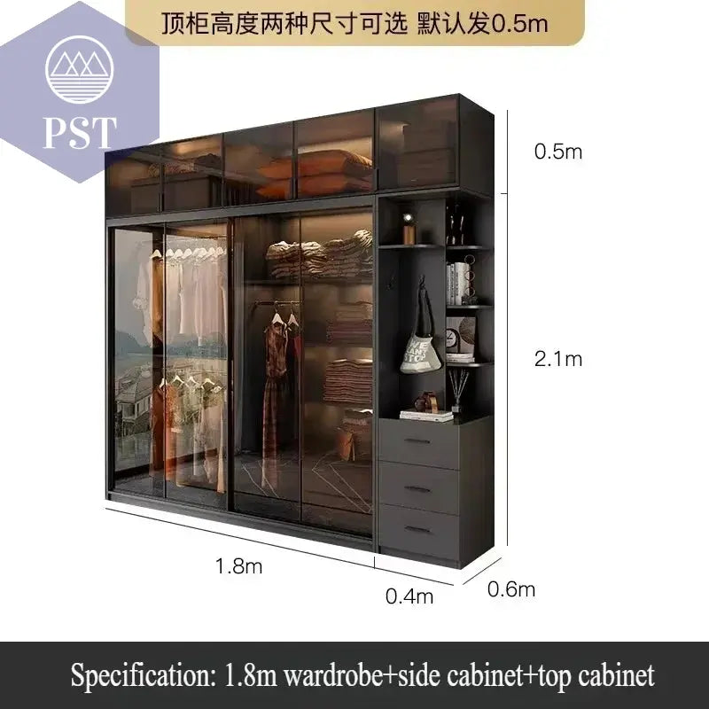 Kleiderschrank Modul Schrank Ankleide für Schlafzimmer Glasschrank PST PS Tradings Möbel PST PS Tradings 220x60x260cm PST PS Tradings