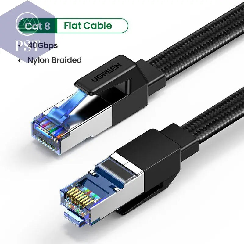 Long Cat 8 Ethernet Cable      Cat-8-Nylon-Black-0.5-m-China PST PS Tradings