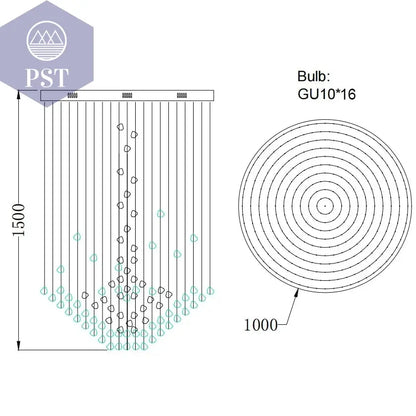 Luxuriöse LED Kristall Deckenleuchte Entrée Wohnzimmer Deckenbeleuchtung PST PS Tradings Deckenleuchte PST PS Tradings Blue-Stone-Warm-Light-Dia100x150cm PST PS Tradings
