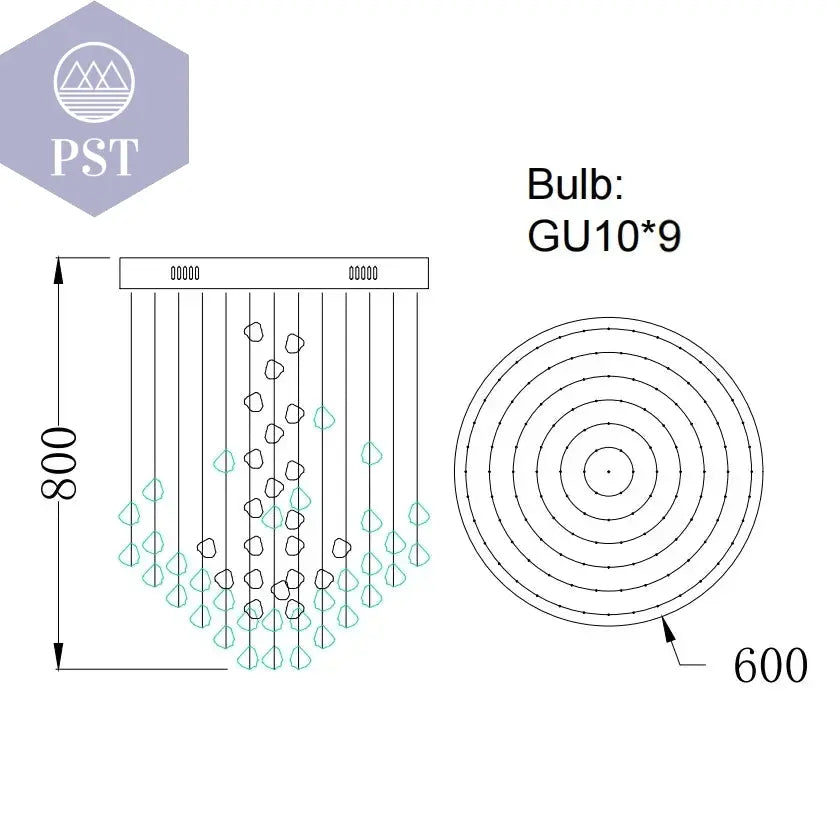 Luxuriöse LED Kristall Deckenleuchte Entrée Wohnzimmer Deckenbeleuchtung PST PS Tradings Deckenleuchte PST PS Tradings Blue-Stone-Warm-Light-Dia60xH80cm PST PS Tradings