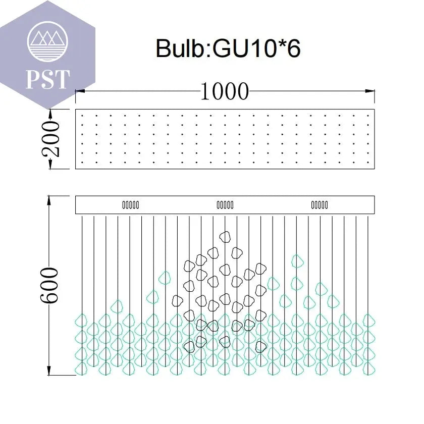 Luxuriöse LED Kristall Deckenleuchte Entrée Wohnzimmer Deckenbeleuchtung PST PS Tradings Deckenleuchte PST PS Tradings Blue-Stone-Warm-Light-L100xW20xH60cm PST PS Tradings