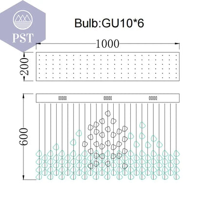 Luxuriöse LED Kristall Deckenleuchte Entrée Wohnzimmer Deckenbeleuchtung PST PS Tradings Deckenleuchte PST PS Tradings Blue-Stone-Warm-Light-L100xW20xH60cm PST PS Tradings