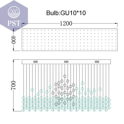 Luxuriöse LED Kristall Deckenleuchte Entrée Wohnzimmer Deckenbeleuchtung PST PS Tradings Deckenleuchte PST PS Tradings Blue-Stone-Warm-Light-L120xW40xH70cm PST PS Tradings