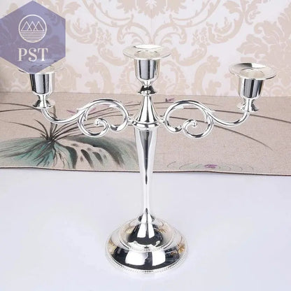 Metal Gold Bronze Plated Candle Holder Retro 3-Arms Candelabra For Wedding Prop Candlelight Dinner Hotel Home Decoration - PST PS Tradings