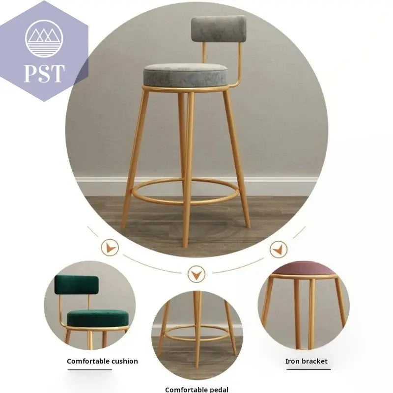 Moderne Einfachheit nordischen Barhocker ins Licht Luxus Bar stuhl Design Hocker nach Hause mit Rückenlehne Leders essel Theke Arbeits hocker       PST PS Tradings