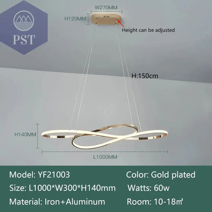 Moderne LED Deckenleuchte Pendelleuchte Beleuchtung Schwarz/Gold PST PS Tradings Deckenleuchte PST PS Tradings Dimmable-RC-With-App-L1000mm-gold-plated PST PS Tradings