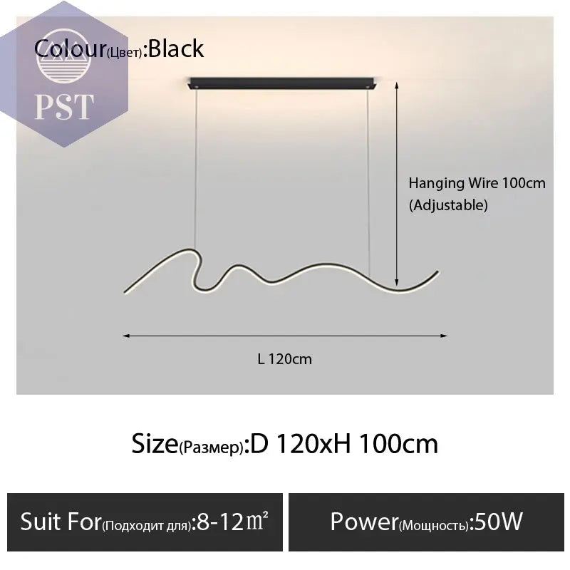 Moderne Minimalistische Pendelleuchte für Esszimmer PST PS Tradings Deckenlampe Leuchte PST PS Tradings Electrodelessdimming-black-D120cm PST PS Tradings Moderne Minimalistische Pendelleuchte für Esszimmer Deckenlampe Leuchte