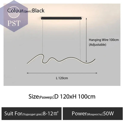 Moderne Minimalistische Pendelleuchte für Esszimmer PST PS Tradings Deckenlampe Leuchte PST PS Tradings Electrodelessdimming-black-D120cm PST PS Tradings Moderne Minimalistische Pendelleuchte für Esszimmer Deckenlampe Leuchte