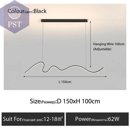 Moderne Minimalistische Pendelleuchte für Esszimmer PST PS Tradings Deckenlampe Leuchte PST PS Tradings Electrodelessdimming-black-D150cm PST PS Tradings Moderne Minimalistische Pendelleuchte für Esszimmer Deckenlampe Leuchte