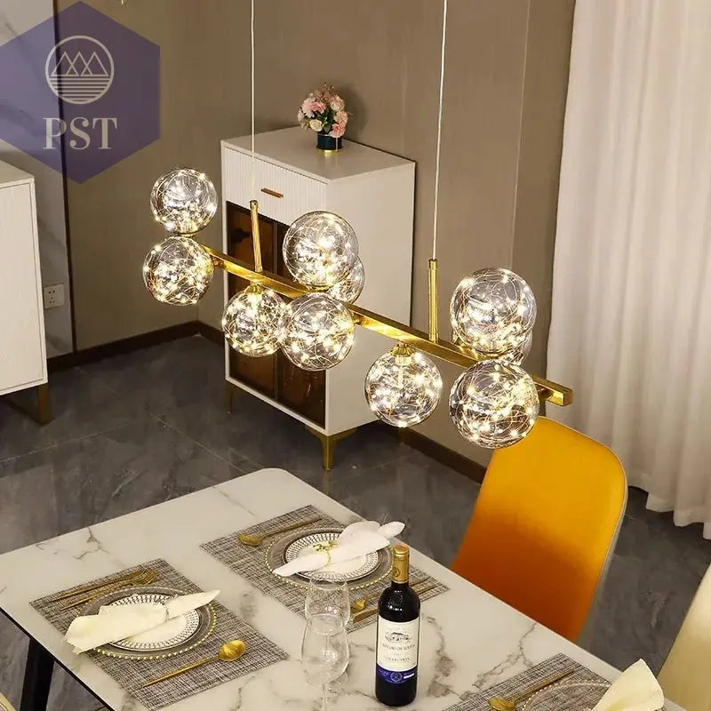 Moderne Pendelleuchte für Essbereich 10 Kugel Deckenleuchte PST PS Tradings Leuchten PST PS Tradings  PST PS Tradings