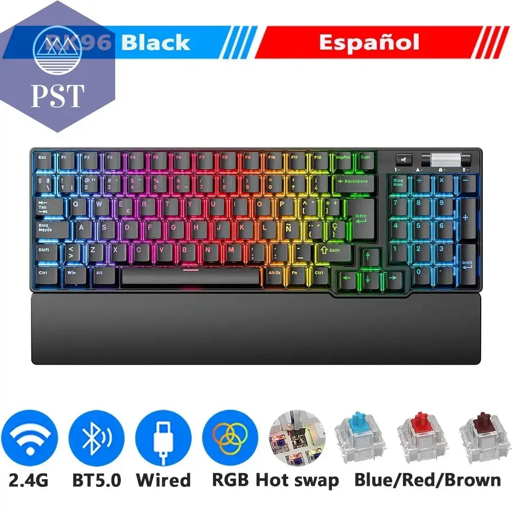 RK96 Kabellose RGB Gaming Tastatur PST PS Tradings  Spanish Black / Red Switch / CHINA RK96 Kabellose RGB Gaming Tastatur