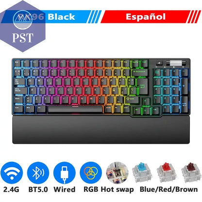 RK96 Kabellose RGB Gaming Tastatur PST PS Tradings  Spanish Black / Red Switch / CHINA RK96 Kabellose RGB Gaming Tastatur