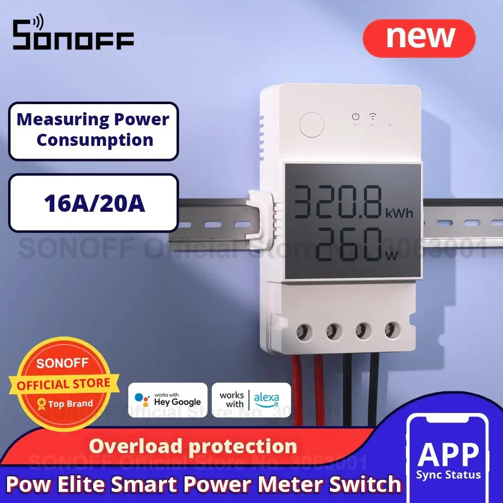 Sonoff Pow R3 16A /20A Wifi Smart Switch Höhere Genauigkeit Stromverbrauch Messen Monitor Strom Energie Verwendung Funktioniert mit Alexa       PST PS Tradings