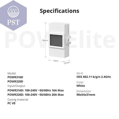 Sonoff Pow R3 16A /20A Wifi Smart Switch Höhere Genauigkeit Stromverbrauch Messen Monitor Strom Energie Verwendung Funktioniert mit Alexa       PST PS Tradings