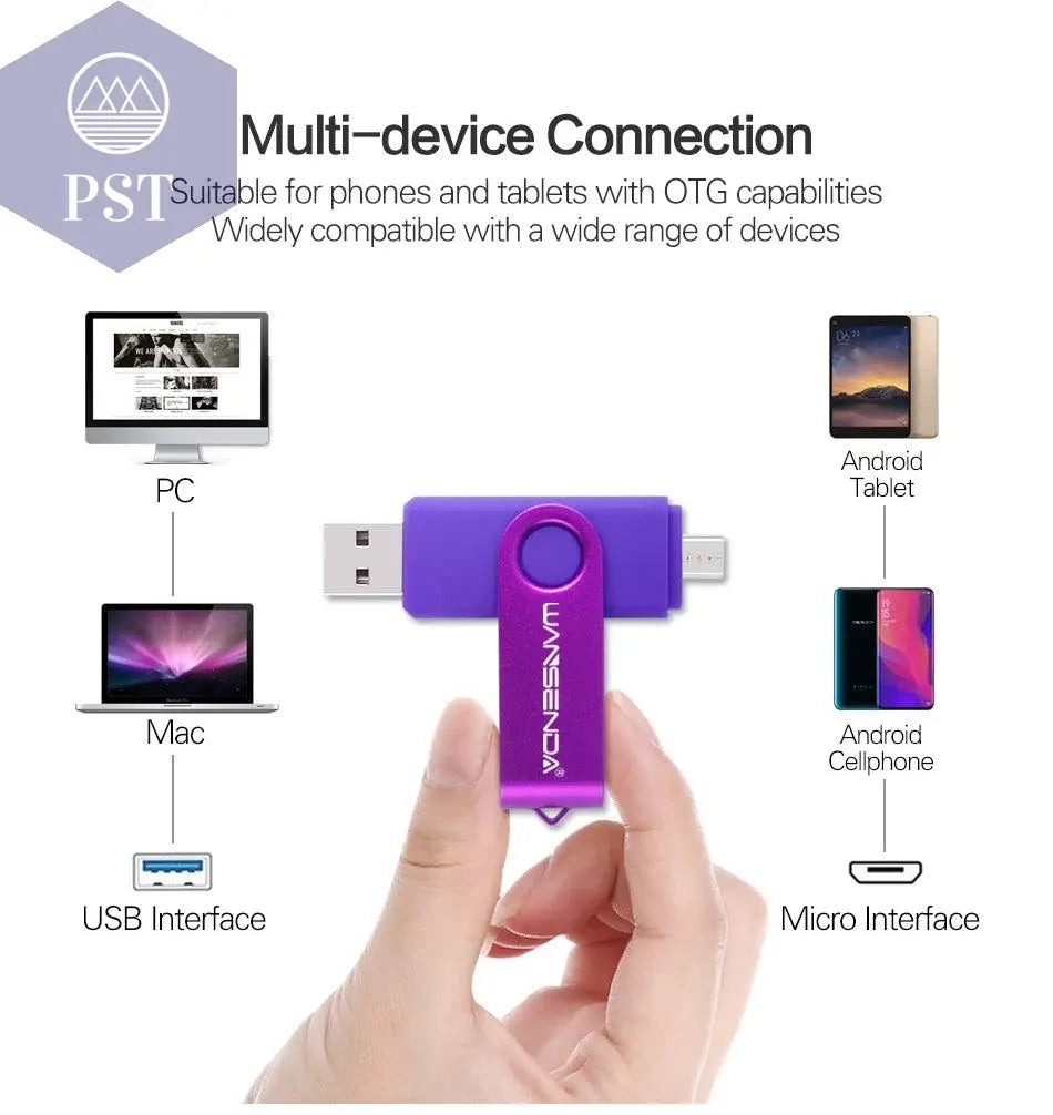 Wansenda OTG USB Flash Drive 256GB 128GB 64GB 32GB 16GB 8GB Cle USB Pendrive For Android Phone/Tablet /PC USB 2.0 Thumb Drive       PST PS Tradings