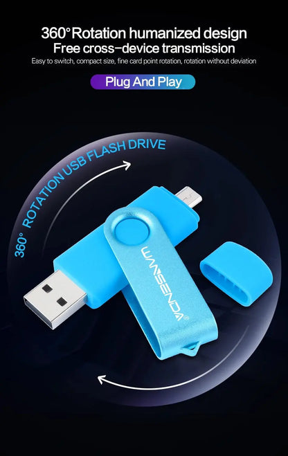Wansenda OTG USB Flash Drive 256GB 128GB 64GB 32GB 16GB 8GB Cle USB Pendrive For Android Phone/Tablet /PC USB 2.0 Thumb Drive       PST PS Tradings