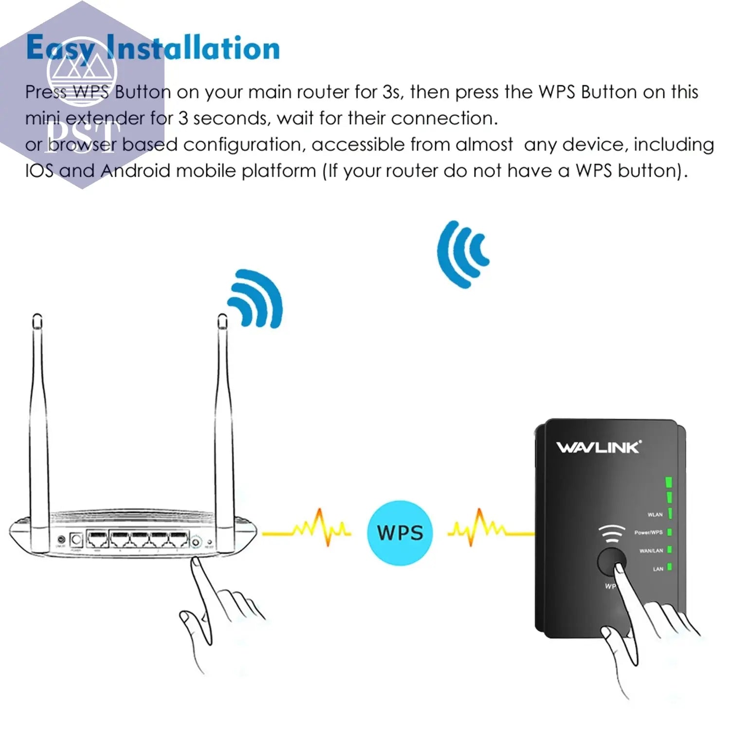 Wavlink N300 WLAN Repeater WiFi Extender AP 300Mbps Repeater WPS Funktion PST PS Tradings Repeater PST PS Tradings  PST PS Tradings Wavlink N300 WLAN Repeater WiFi Extender AP 300Mbps Repeater WPS Funktion Repeater