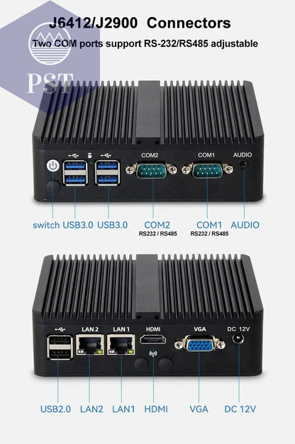 XCY Fanless Mini PC Intel Celeron J4125 2x GbE LAN 2x RS232 HDMI VGA Support WiFi 4G LTE Windows 10 Linux Industrial Computer       PST PS Tradings